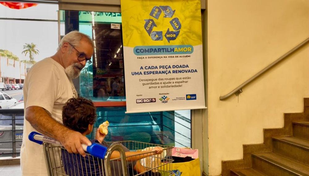 Capa da notícia: Compartilha Amor ultrapassa 50 mil peças arrecadadas e chega a 100 pontos de coleta no DF